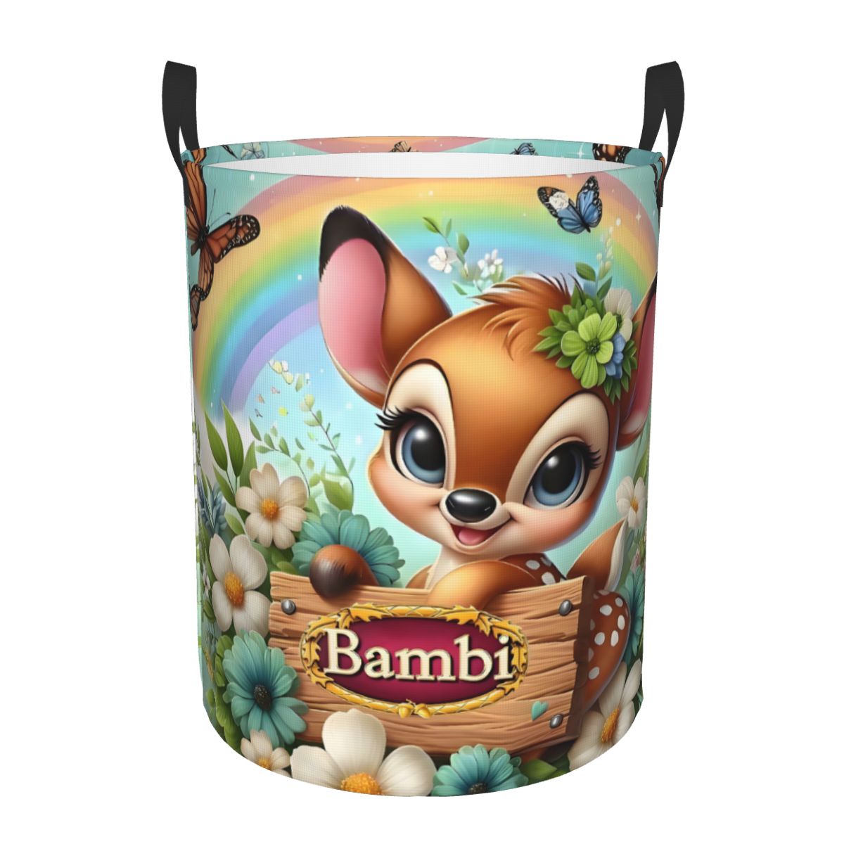 Laundry Hamper Nursery - 漫画映画バンビランドリーハンパー大型衣類収納バスケットアニメかわいい鹿おもちゃ箱オーガナイザー保育園用