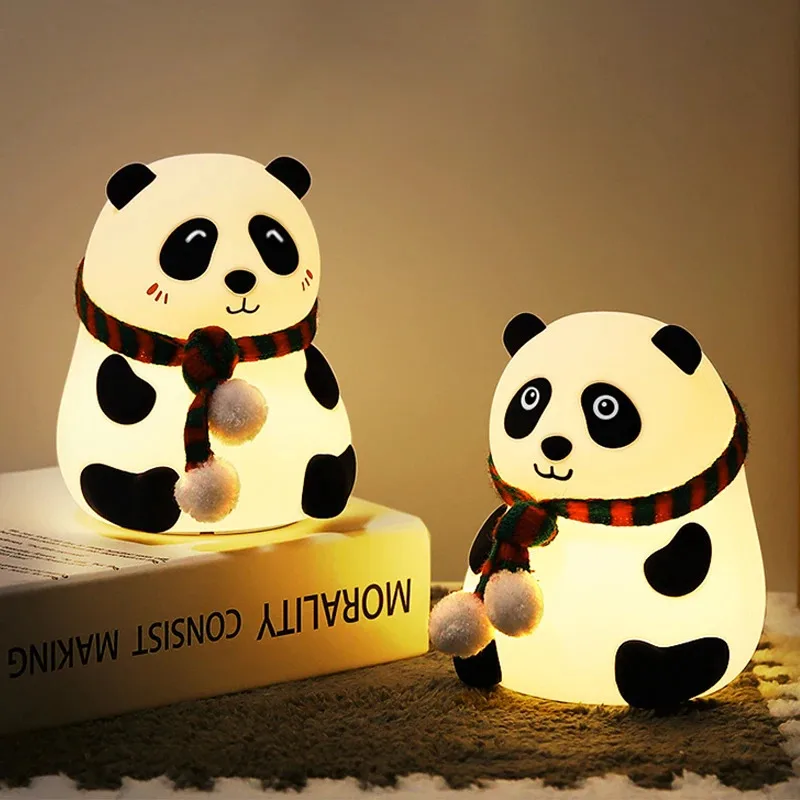 Baby Nursery Table Lamp - かわいいパンダのナイトライト シリコン製 子供部屋用睡眠ランプ タッチコントロール ナイトライト USB充電式