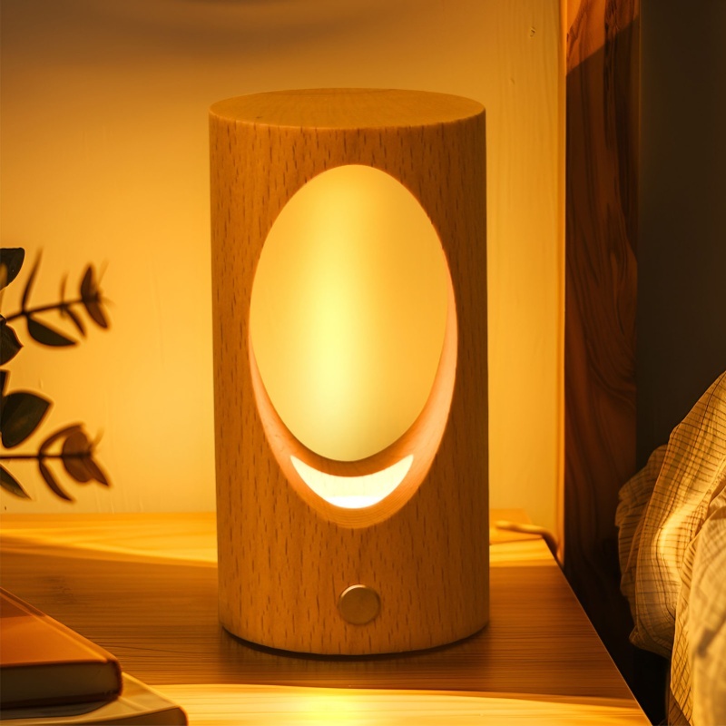 Baby Nursery Table Lamp - ベビーナイトライト充電式 LED ベッドサイド調光可能な木製テーブルランプ子供用タッチライト保育園授乳寝室用
