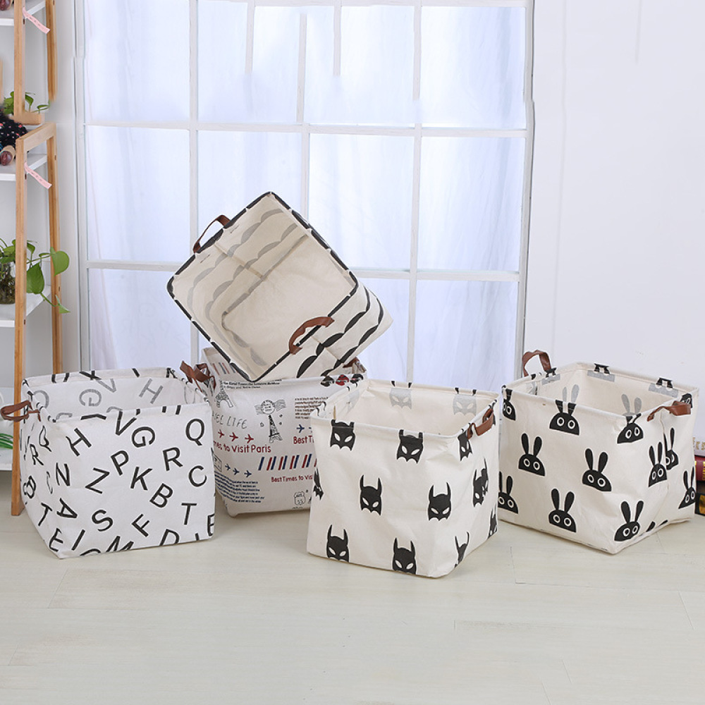 Laundry Hamper Nursery - 折りたたみ式ランドリーバスケット コットンリネン 防水収納ボックス 衣類・毛布・デスクトップ雑貨用オーガナイザー