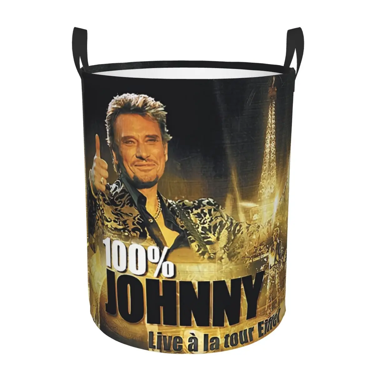 Laundry Hamper Nursery - Johnny Hallyday ランドリーバスケット 折りたたみ式 フレンチロックシンガー 服
