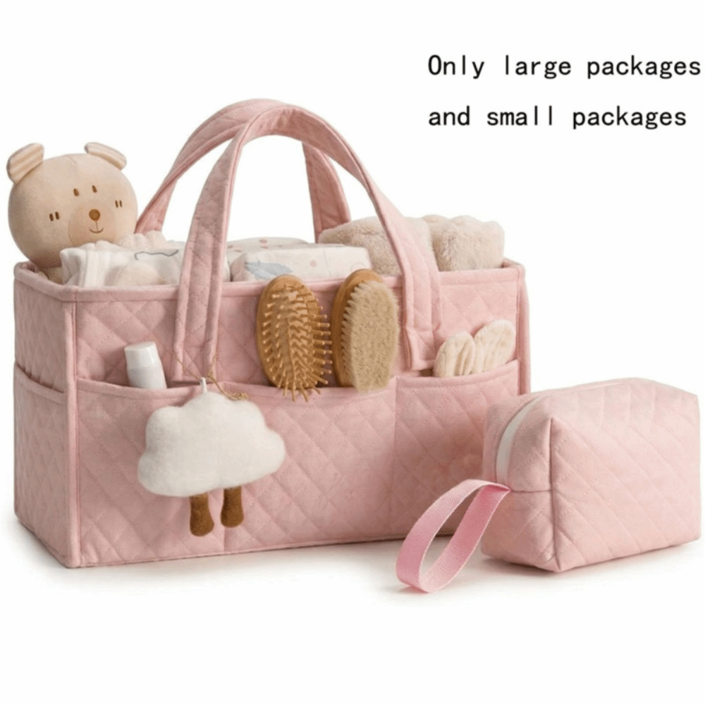 Baby Nursery Essentials - 大容量ベビーおむつオーガナイザー ポーチ付き ポータブル保育園収納バスケット 新生児必需品 ベビーおむつ収納バッグ