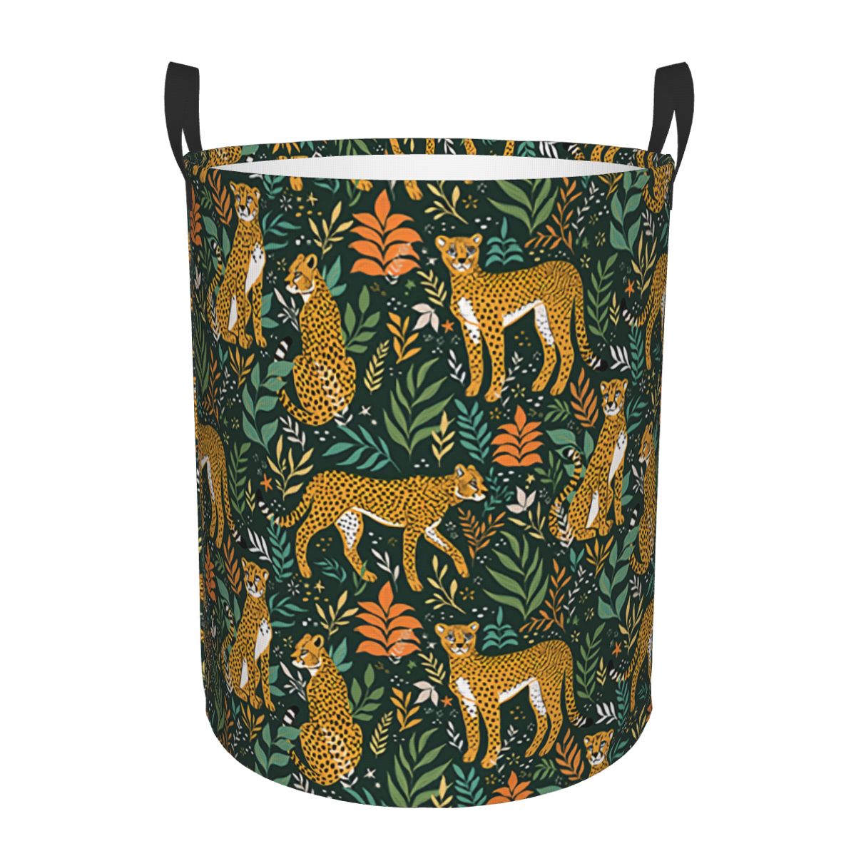Laundry Hamper Nursery - ジャングルチーターパターンランドリーバスケット折りたたみ式おもちゃ衣類収納かご子供部屋用