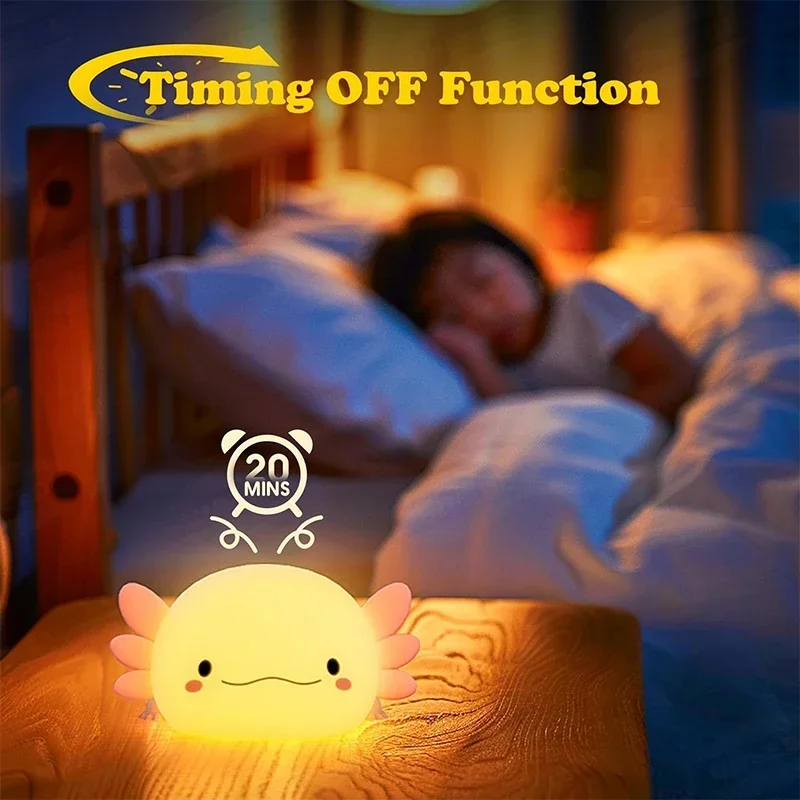 かわいいアホロートルナイトライトシリコン製保育園用睡眠ランプ - Baby Nursery Table Lamp のレビューと価格