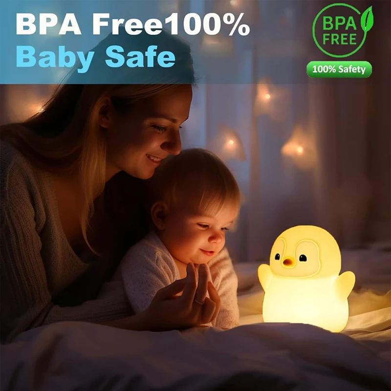 新しいペンギンナイトライトシリコン保育園用睡眠ランプタッチコ - Baby Nursery Table Lamp のレビューと価格