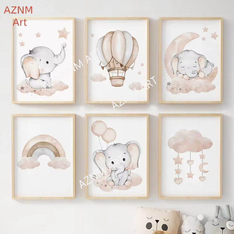 象バルーン虹月星雲スイングベビーキッズポスター壁アート保育園 - Baby Nursery Home のレビューと価格