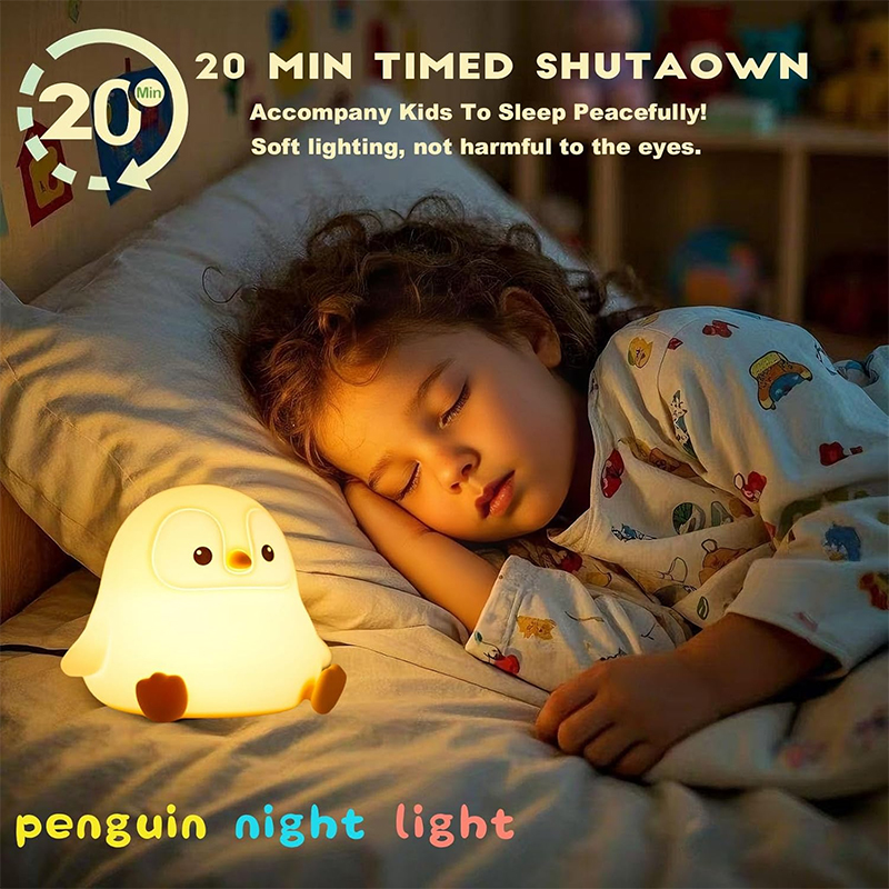 かわいいペンギンナイトライトシリコン保育園用睡眠ランプタッチ - Baby Nursery Table Lamp のレビューと価格