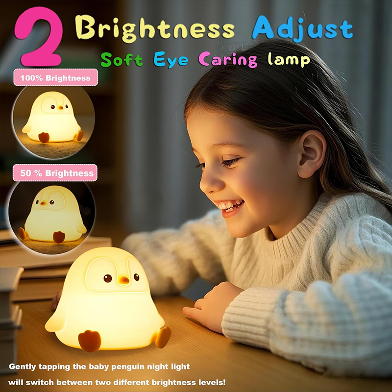 かわいいペンギンナイトライトシリコン保育園用睡眠ランプタッチ - Baby Nursery Table Lamp のレビューと価格