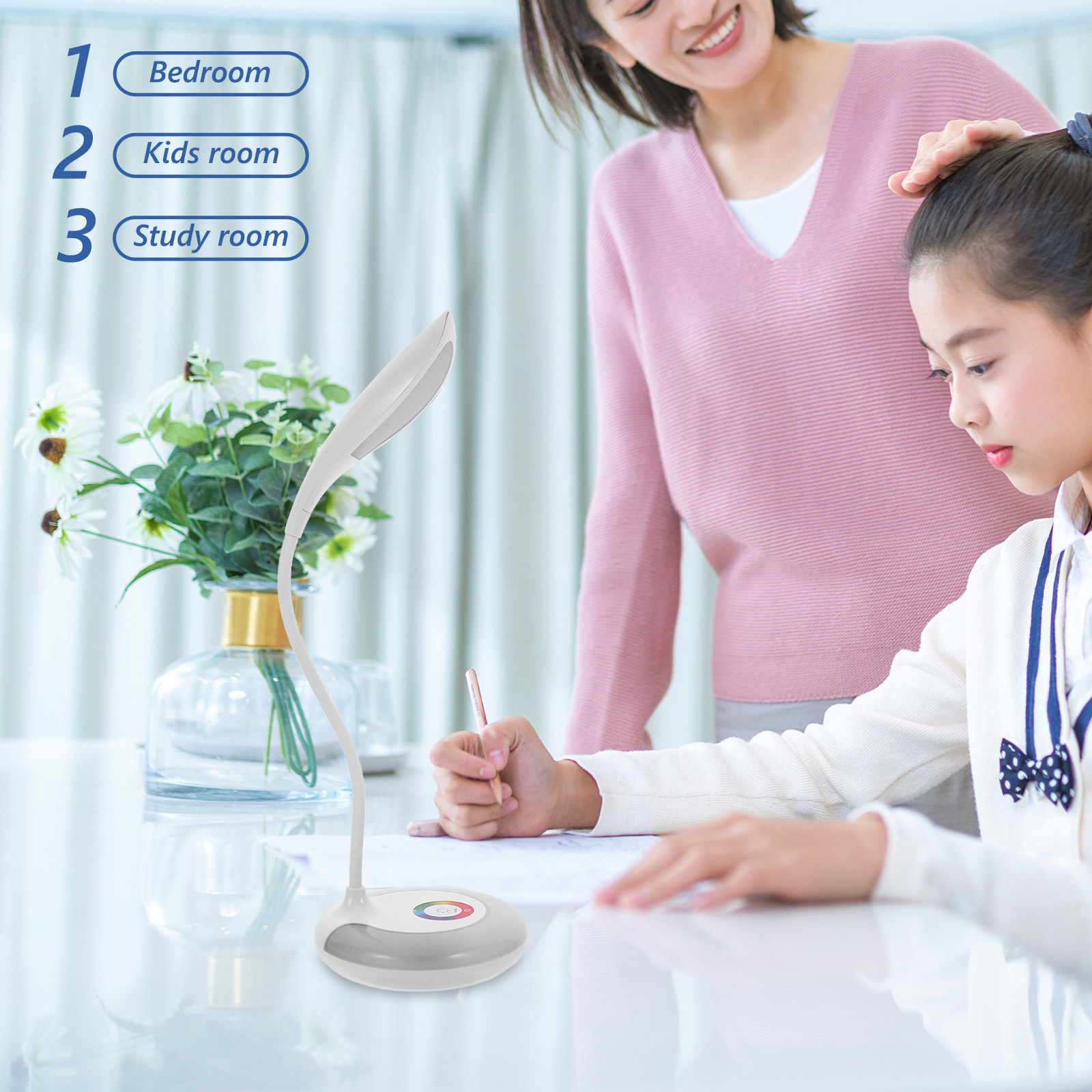 タッチコントロール式で調光可能なデスクランプ。白色RGBライ - Baby Nursery Table Lamp のレビューと価格