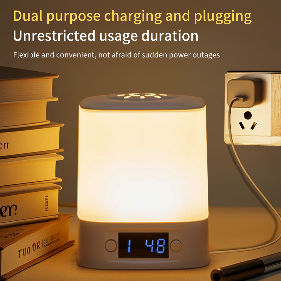ポータブル LED ナイトライト 時計時間表示付き 充電式リ - Baby Nursery Table Lamp のレビューと価格