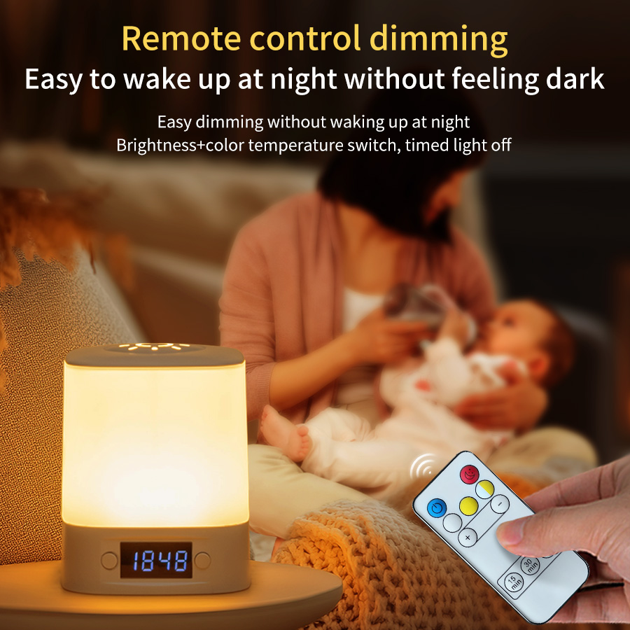 ポータブル LED ナイトライト 時計時間表示付き 充電式リ - Baby Nursery Table Lamp のレビューと価格
