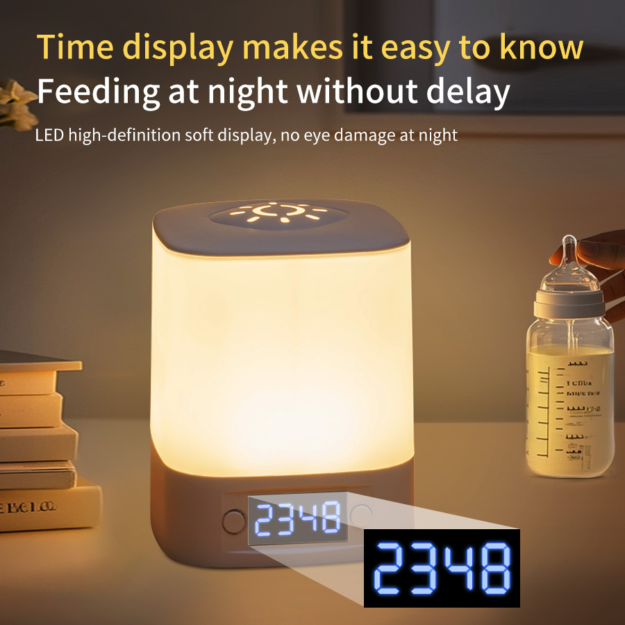 ポータブル LED ナイトライト 時計時間表示付き 充電式リ - Baby Nursery Table Lamp のレビューと価格