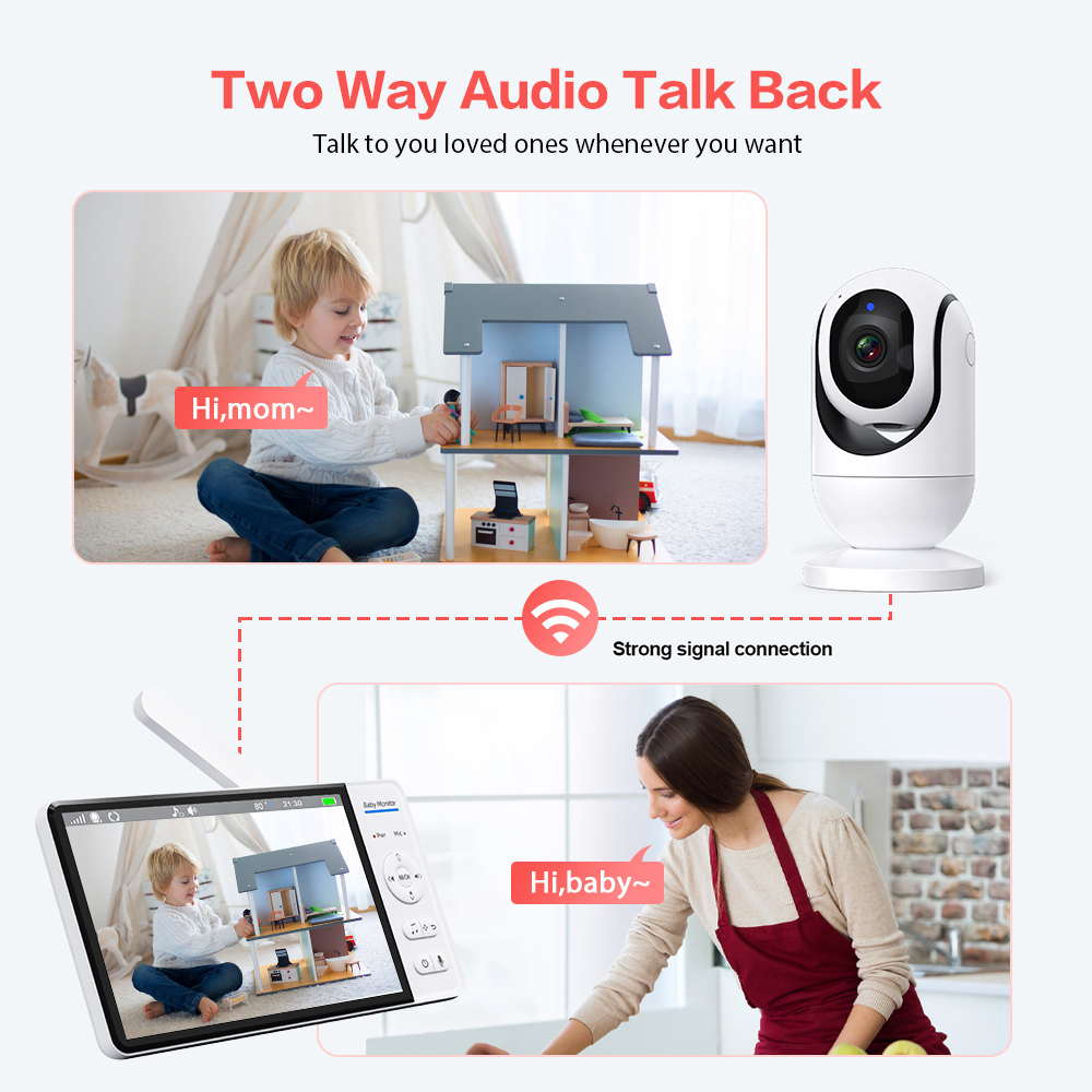 ビデオベビーモニター 7 インチ 1080P HD 大型ディ - Wearable Baby Monitor のレビューと価格