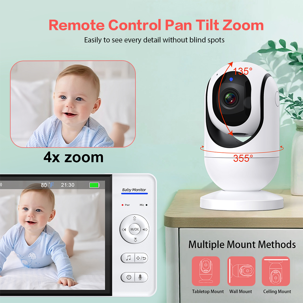 ビデオベビーモニター 7 インチ 1080P HD 大型ディ - Wearable Baby Monitor のレビューと価格