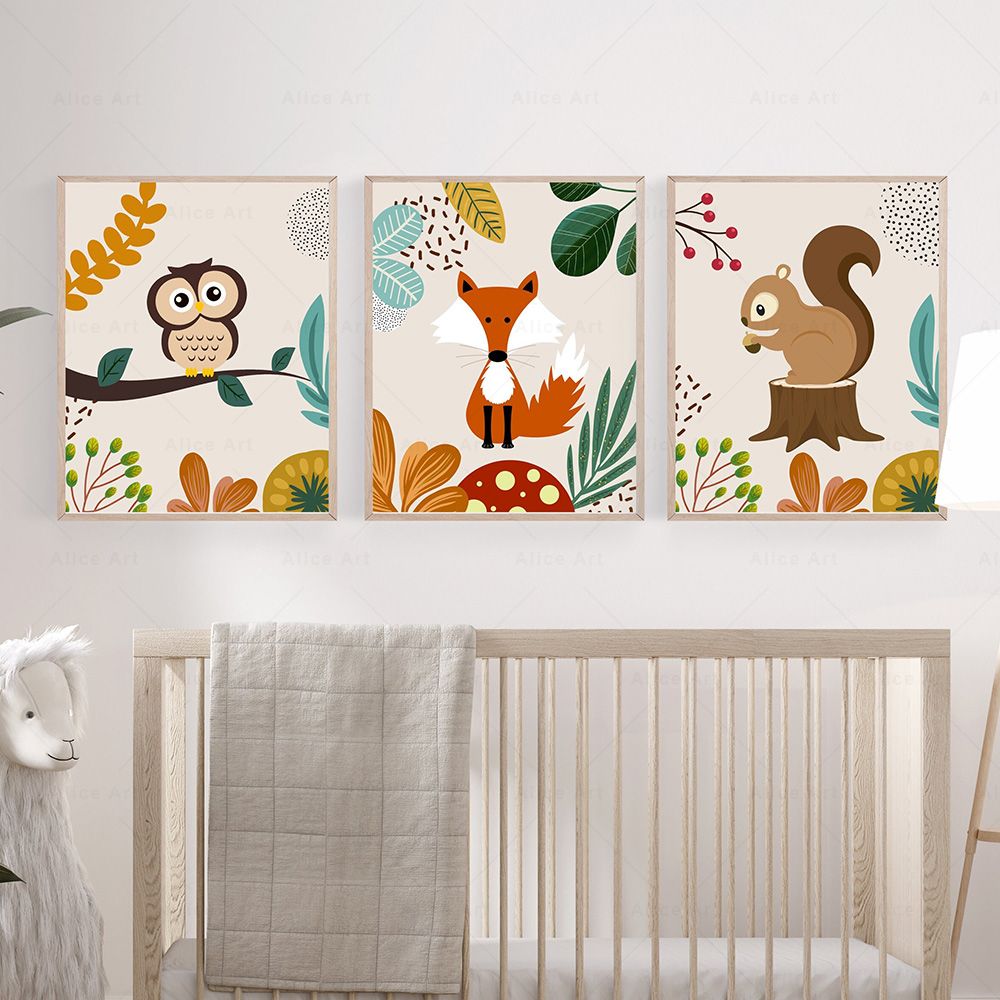 ボヘミアンスタイルの猿、ライオン、キリン、鳥、シマウマ、ゾウ - Baby Nursery Home のレビューと価格