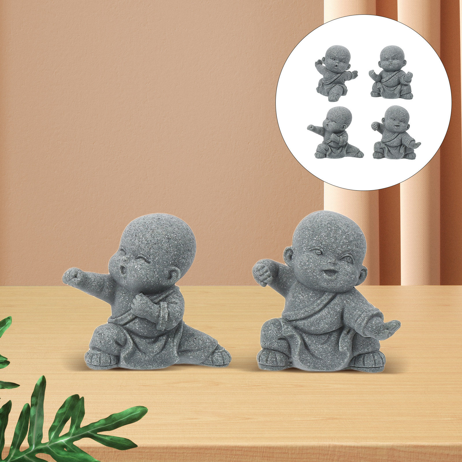 4個入り、風水の砂岩製ベビーブッダ像、カンフー僧侶の彫刻、卓 - Baby Bookshelf Small のレビューと価格