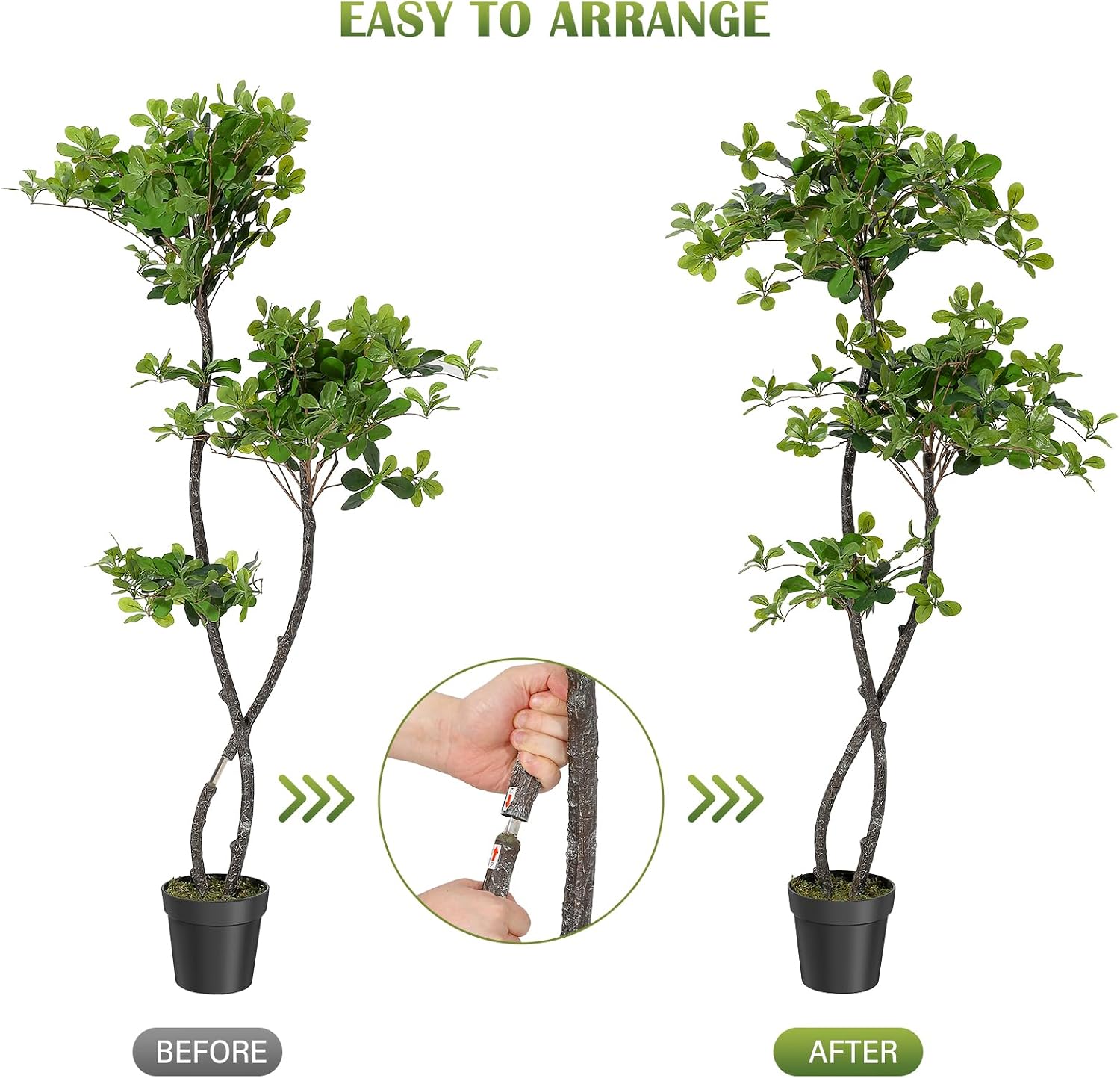 人工観葉植物（室内用）、高さ5～6フィートのフェイクブラック - Baby Nursery Home のレビューと価格