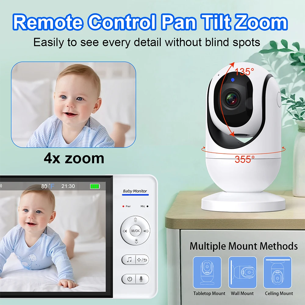 7インチビデオベビーモニター ナイトビジョン WiFi非対応 - Wearable Baby Monitor のレビューと価格