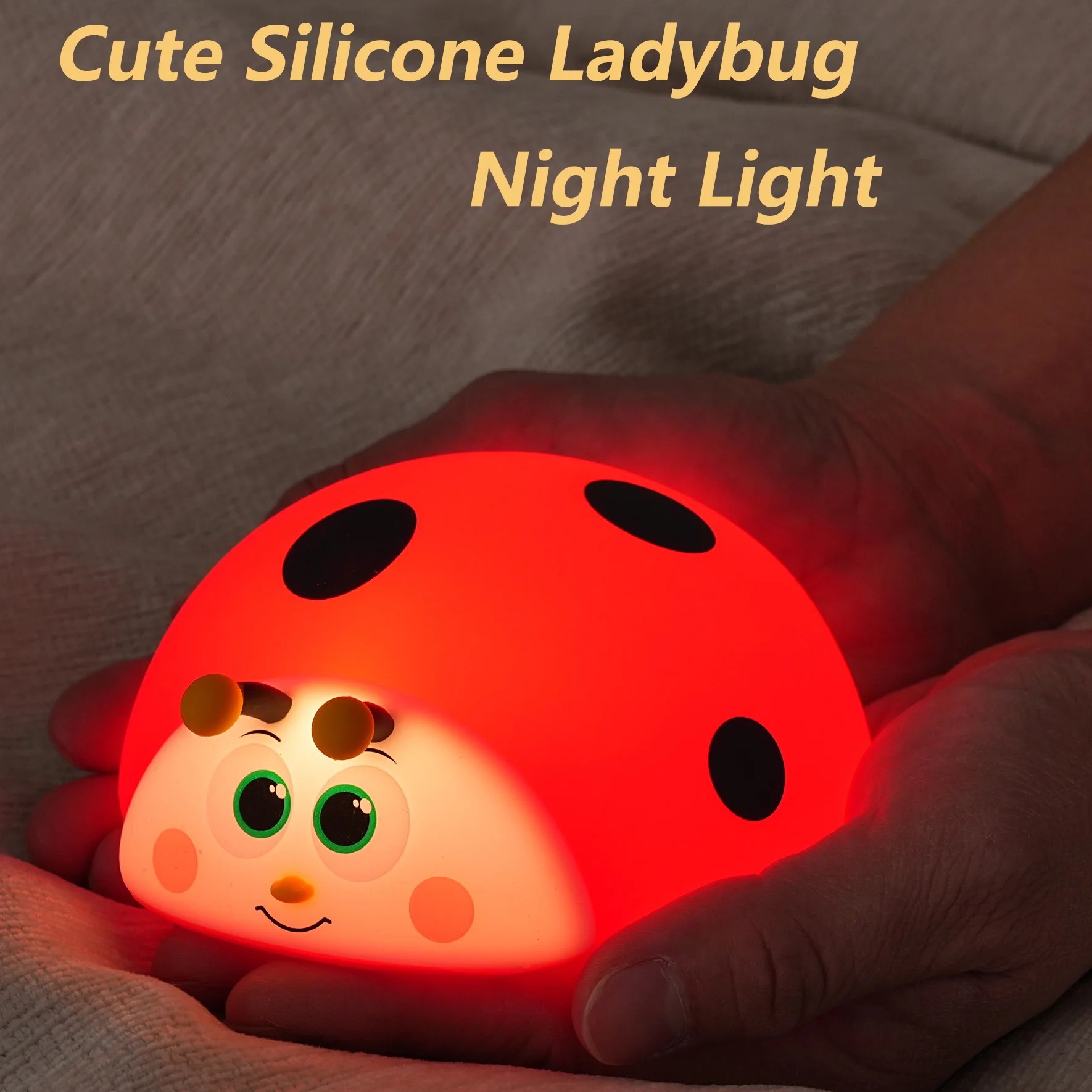 かわいいテントウムシのシリコン製ナイトライト、タッチコントロ - Baby Nursery Table Lamp のレビューと価格