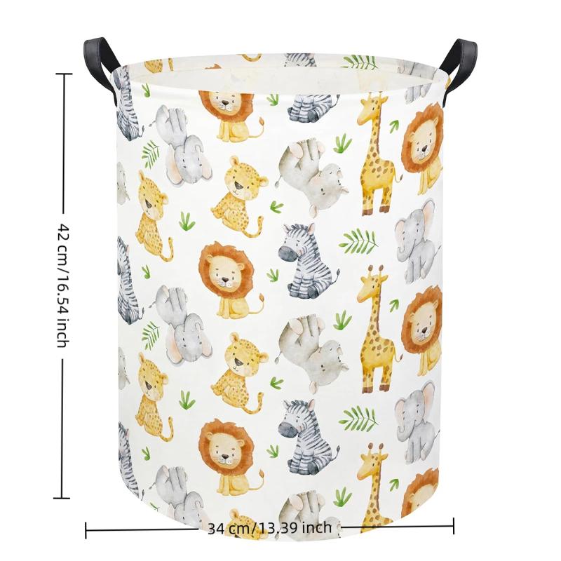 かわいい動物柄の折りたたみ式収納バスケット、防水ランドリーバ - Laundry Hamper Nursery のレビューと価格
