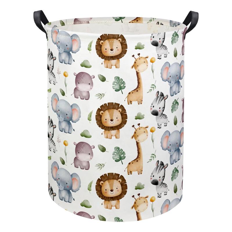 かわいい動物柄の折りたたみ式収納バスケット、防水ランドリーバ - Laundry Hamper Nursery のレビューと価格