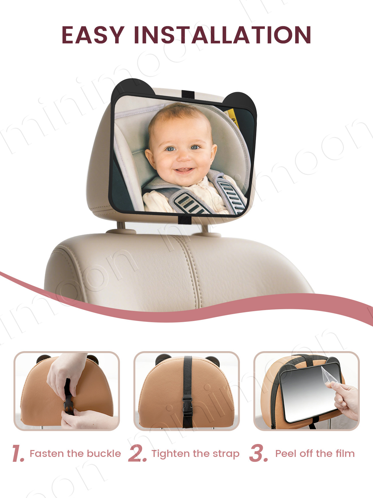 かわいいクマ耳型カーシートミラー、後向きベビー用調整可能な広 - Wearable Baby Monitor のレビューと価格