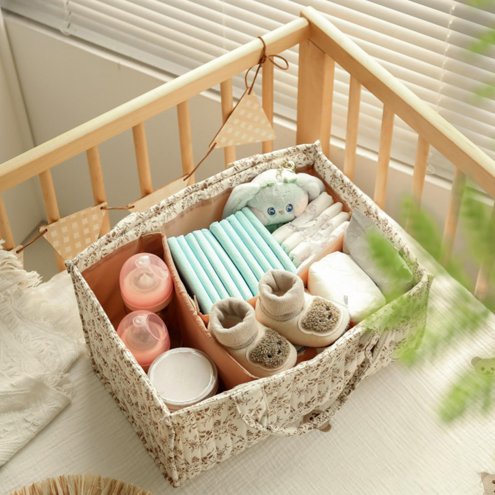 花柄のおむつ収納オーガナイザー、取り外し可能な仕切り付き、ベ - Baby Nursery Essentials のレビューと価格