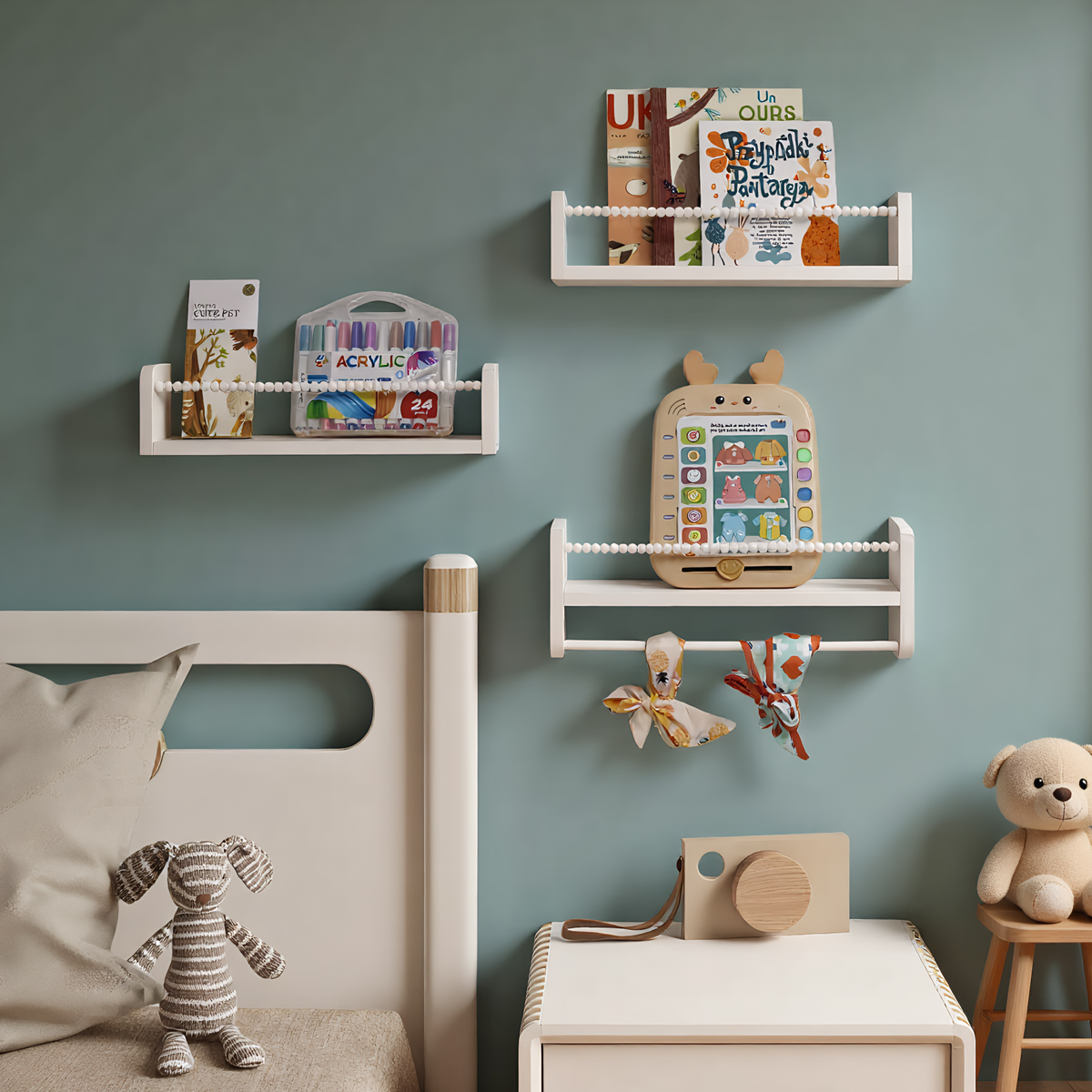 壁掛け式フローティングナーサリーブックシェルフ、子供部屋寝室 - Baby Bookshelf Small のレビューと価格